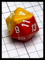 Dice : Dice - 20D - Chessex Half and Half Gold and Red with White Numerals - POD Aug 2015